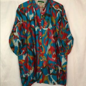 Chufy Gone Jammin Multicolor Patterned Silk Blended Tunic Shirt Dress Size S